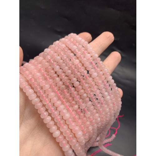 Каменные бусины, Розовый Кварц, бублик, 6,5х4 мм, длина нити 38 см