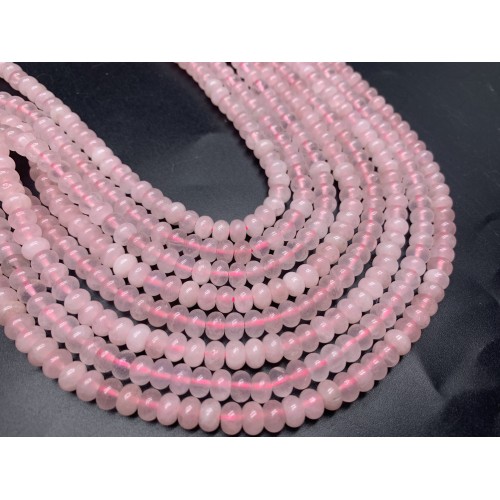 Каменные бусины, Розовый Кварц, бублик, 6,5х4 мм, длина нити 38 см
