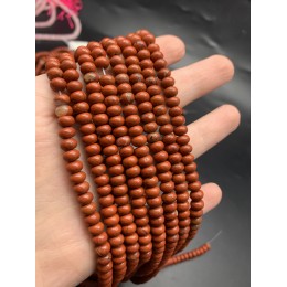 Каменные бусины, Яшма, красная, бублик, 6х4 мм, длина нити 38 см