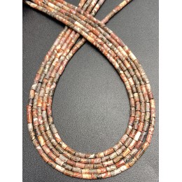 Каменные бусины, Яшма, трубочки, 4х2 мм, длина нити 38 см
