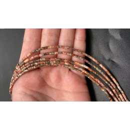 Каменные бусины, Яшма, трубочки, 4х2 мм, длина нити 38 см