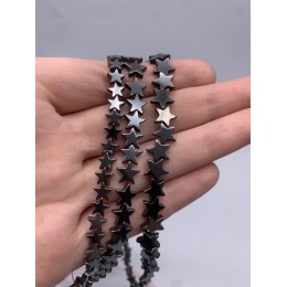 Каменные бусины, Гематит синтетический, темное серебро, звездочки, 8 мм, длина нити 38 см