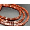 Каменные бусины, Сердолик (Карнеол), кубик гладкий, 6х6 мм, длина нити 40 см
