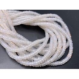 Каменные бусины, Халцедон, белый, шайба, 4х2 мм, длина нити 38 см