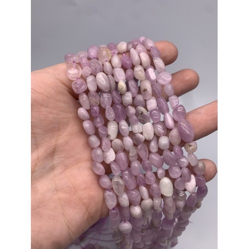 Каменные бусины, Кунцит, фриформы, 6х8 мм, длина нити 38 см