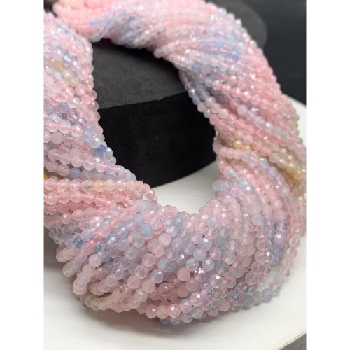 Каменные бусины, Берилловый Микс, подобранный, люкс, шарик огранка, 3 мм, длина нити 38 см