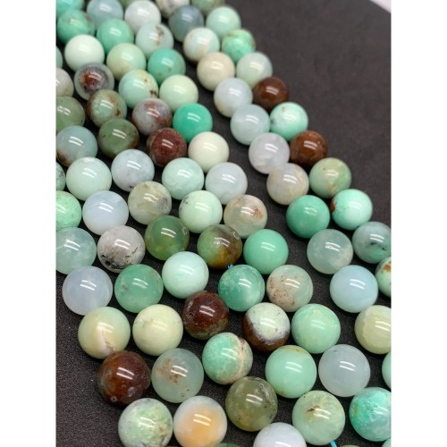 Каменные бусины, Хризопраз, шарик гладкий, 10 мм, длина нити 19 см