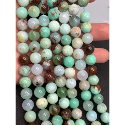 Каменные бусины, Хризопраз, шарик гладкий, 10 мм, длина нити 19 см