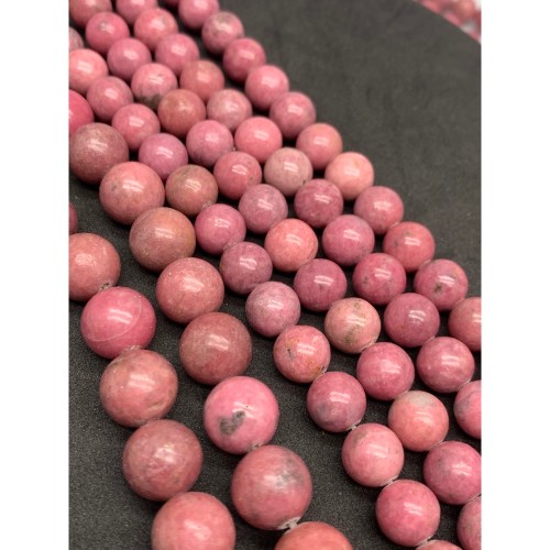 Каменные бусины, Родонит, шарик гладкий, 12 мм, длина нити 38 см