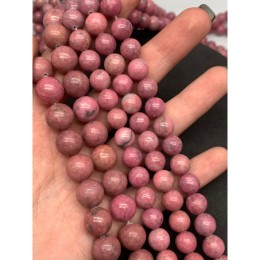 Каменные бусины, Родонит, шарик гладкий, 12 мм, длина нити 38 см