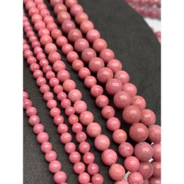 Каменные бусины, Родонит, Люкс, шарик гладкий 6 мм, длина нити 38 см