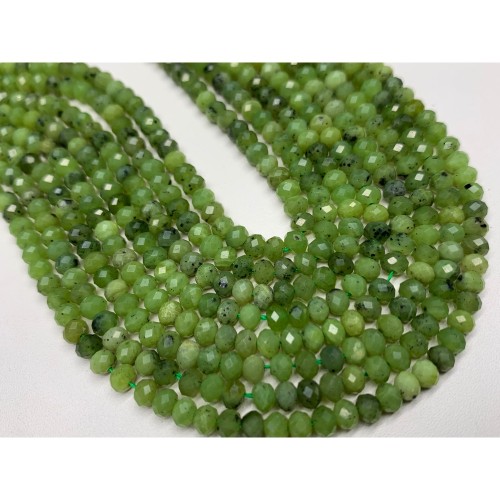 Каменные бусины, Нефрит, канадский, Люкс, рондель огранка, 4х3 мм, длина нити 38 см
