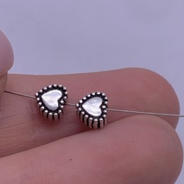 Бусина "Сердце", тайское серебро, размер 5х3 мм, цена за 1 шт.