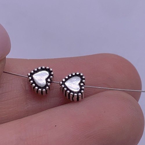 Бусина "Сердце", тайское серебро, размер 5х3 мм, цена за 1 шт.