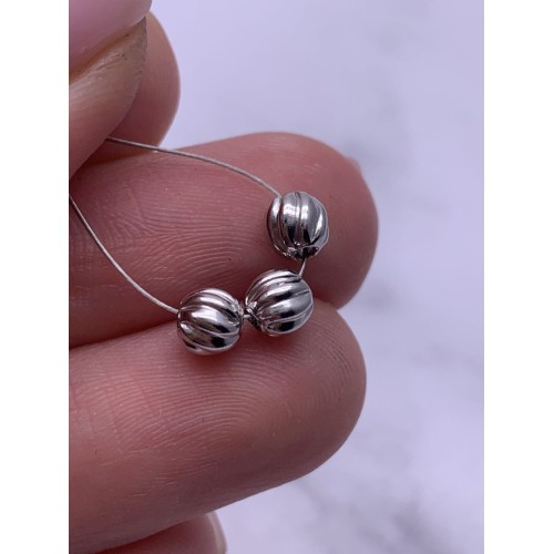 Бусина, с узором, разделитель, из серебра, шарик 5 мм