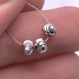 Бусина, рифлёная, разделитель, модель SS 925, покрытие родий, шарик 4 мм, цена за 5 шт.