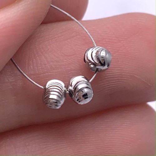 Бусина, рифлёная, разделитель, модель SS 925, покрытие родий, шарик 5 мм, цена за 5 шт.