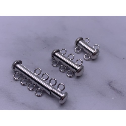 Замок, магнитный, четырехрядный, родированное серебро 925 пробы, 25х4 мм, цена за шт