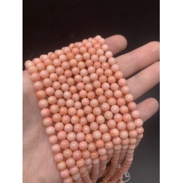 Каменные бусины, Коралл, оранжевый, светлый, тонированный, шарик гладкий, 5-5,5 мм, длина нити 38 см