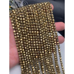 Каменные бусины, Гематит синтетический, золото, ромб, размер 4х4 мм, нить 38 см