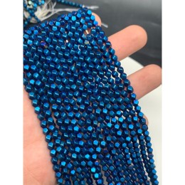 Каменные бусины, Гематит синтетический, синий, матовый, ромб, размер 4х4 мм, нить 38 см