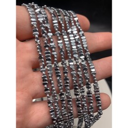 Каменные бусины, Гематит синтетический, серебро, плоский, размер 4х2 мм, нить 38 см
