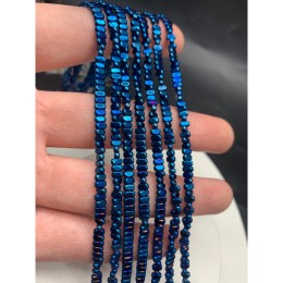 Каменные бусины, Гематит синтетический, синий, плоский, размер 4х2 мм, нить 38 см