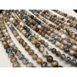 Каменные бусины, Опал, дендритовый, шарик гладкий, 8 мм, длина нити 38 см