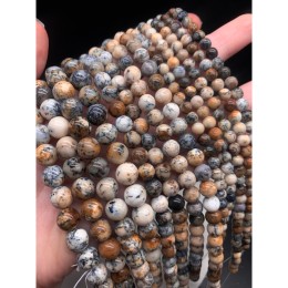 Каменные бусины, Опал, дендритовый, шарик гладкий, 8 мм, длина нити 38 см
