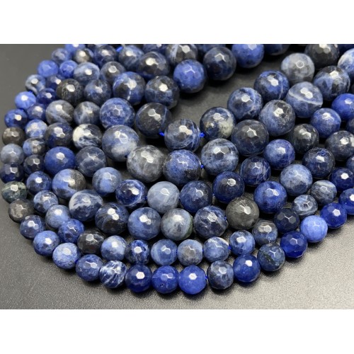 Каменные бусины, Содалит, шарик огранка, 12 мм, длина нити 38 см