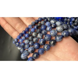 Каменные бусины, Содалит, шарик огранка, 6 мм, длина нити 38 см