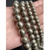 Каменные бусины, Пирит, шарик гладкий, 12 мм, длина нити 38-39 см
