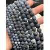 Каменные бусины, Африканский Агат, (Кракле), тонированный, темно-серый, шарик гладкий, 8 мм, длина нити 35 см