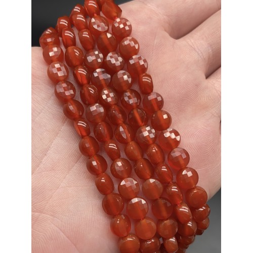 Каменные бусины, Сердолик (Карнеол), люкс, 6х4 мм, монетка, длина нити 38 см