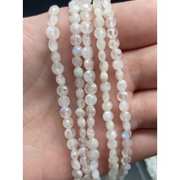 Каменные бусины, Лунный камень, люкс, монетка, 4х2,5 мм, длина нити 38 см