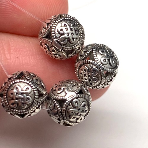 Бусина, тайское серебро, узел, размер 9,8-10 мм, цена за 1 шт.
