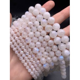 Каменные бусины, Лунный камень, адуляр, люкс, шарик гладкий, 12 мм, длина нити 19 см