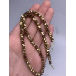 Каменные бусины, Гематит синтетический, золото, квадратные вставки, размер 4х1 мм, длина нити 38 см