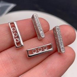 Разделитель, с фианитами, родированное модель SS 925 , на многорядное украшение, размер 5x12мм