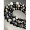 Каменные бусины, Агат Чёрный Глазковый, шарик гладкий, 12 мм, длина нити 38 см