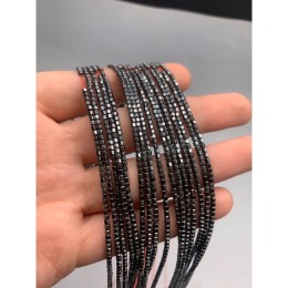 Каменные бусины, Гематит синтетический, темное серебро, шайба, размер 2х2 мм, нить 38 см