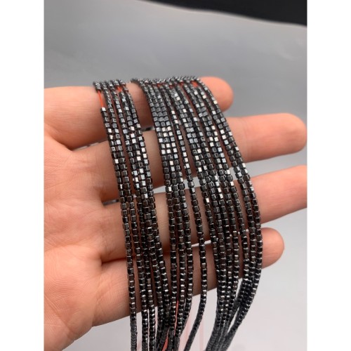 Каменные бусины, Гематит синтетический, темное серебро, шайба, размер 2х2 мм, нить 38 см