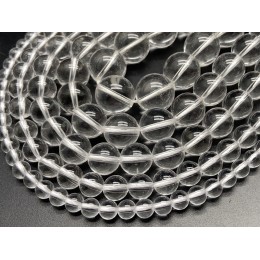 Каменные бусины, Горный Хрусталь, шарик гладкий, 14 мм, длина нити 19 см