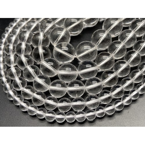 Каменные бусины, Горный Хрусталь, шарик гладкий, 14 мм, длина нити 19 см