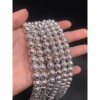 Каменные бусины, Вулканическая лава металлизированная, цвет  светлое серебро, 12 мм, длина нити 38 см
