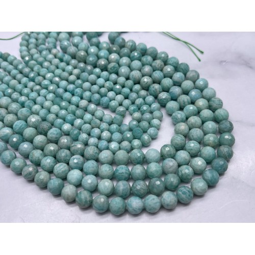 Каменные бусины, Амазонит, шарик, огранка, 8 мм, длина нити 38 см