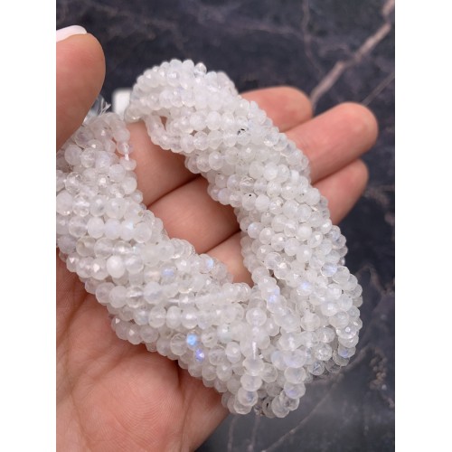 Каменные бусины, Лунный камень, премиум (люкс), рондель огранка, 3х3,8 мм, длина нити 38 см