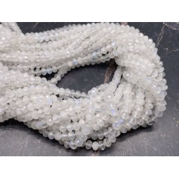 Каменные бусины, Лунный камень, премиум (люкс), рондель огранка, 3х3,8 мм, длина нити 38 см