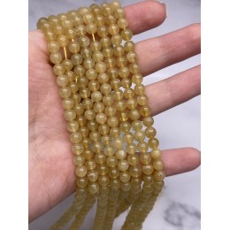 Каменные бусины, Берилл желтый, Гелиодор, шарик гладкий, 6 мм, нить 38 см
