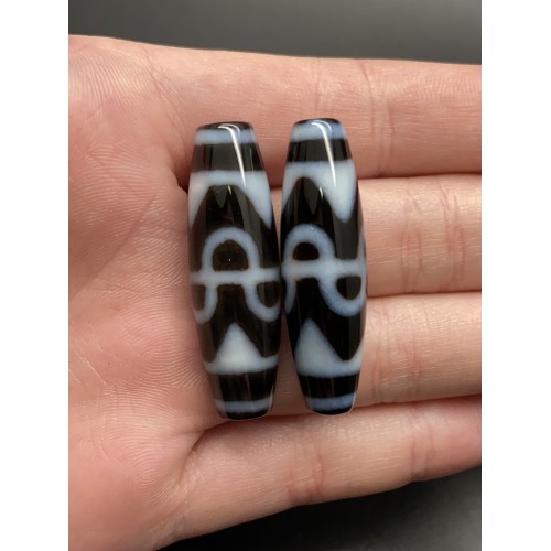 Бусина Дзи "729", люкс, лазерная, Волны судьбы, 38х12 мм, цена за 1 шт.